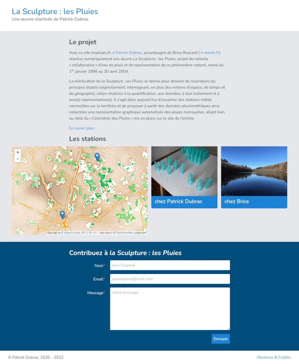 Page d'accueil du site lespluies.fr